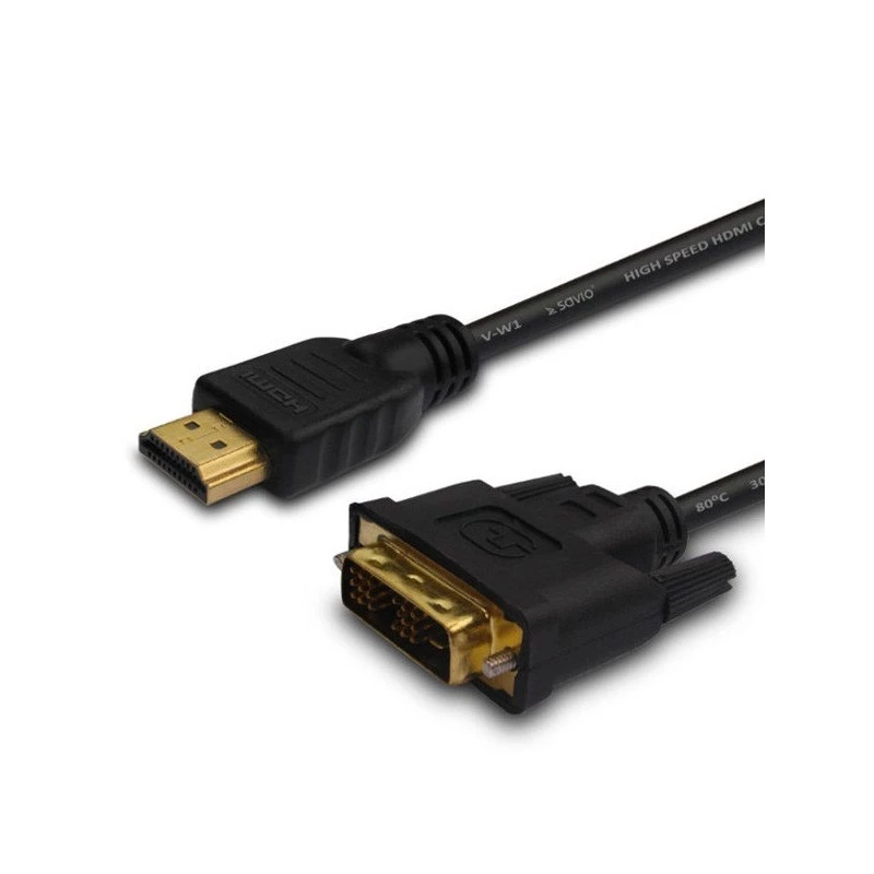Cabo e adaptador de vídeo Savio CL-139 1,8 m DVI-A HDMI Type-A (Standard) Preto