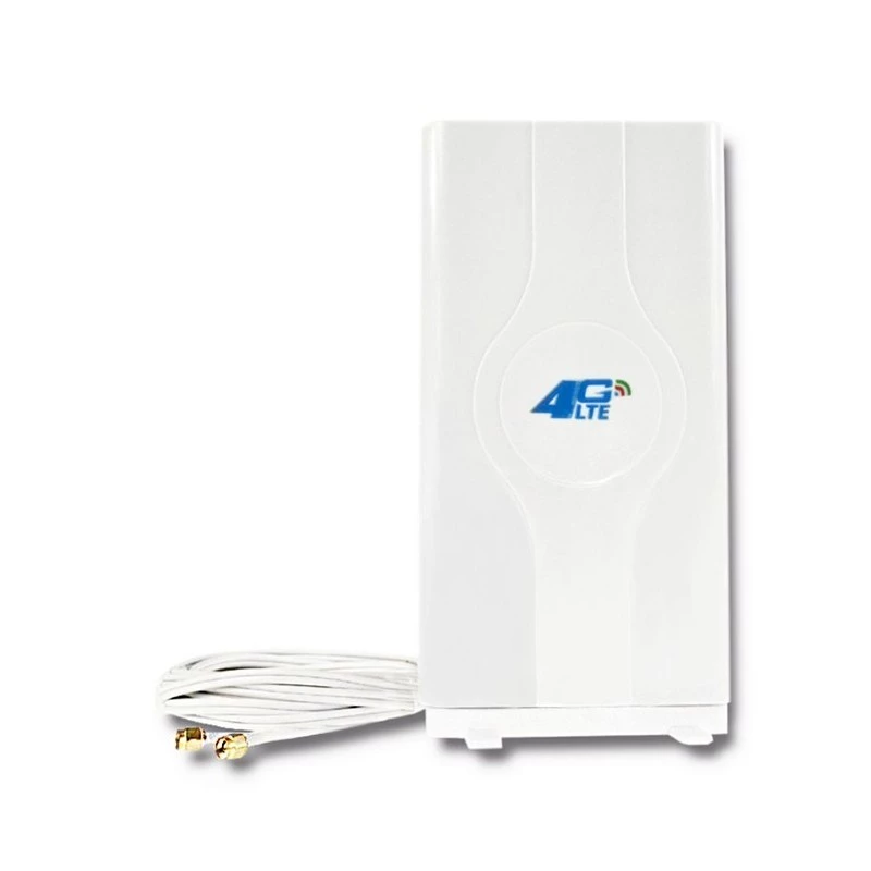 Qoltec 57013 antena omnidirecional 4G LTE de interior, 2x SMA, 0,6-2,7 GHz, 30 dBi, polarização vertical, 50 Ω, ABS branco