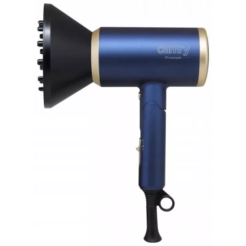 Camry | Secador de cabelo | CR 2268 | 1800 W | 2 níveis de temperatura | Função iónica | Difusor | Azul/Dourado