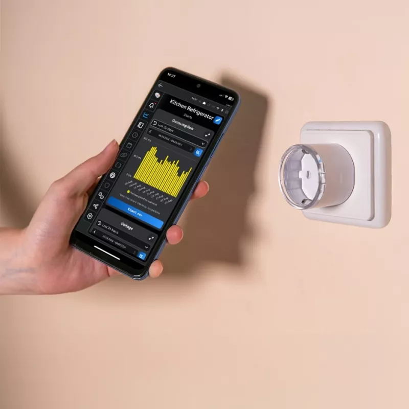 Tomada inteligente Shelly Plug S Gen3 — tomada inteligente Wi-Fi com monitorização de energia, tipo F, 110–230 V, 2500 W, branca
