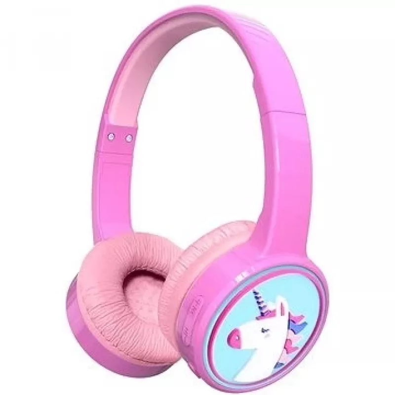 Denver BTH-106P auscultadores over-ear para crianças, com fio e sem fios (Bluetooth), rosa