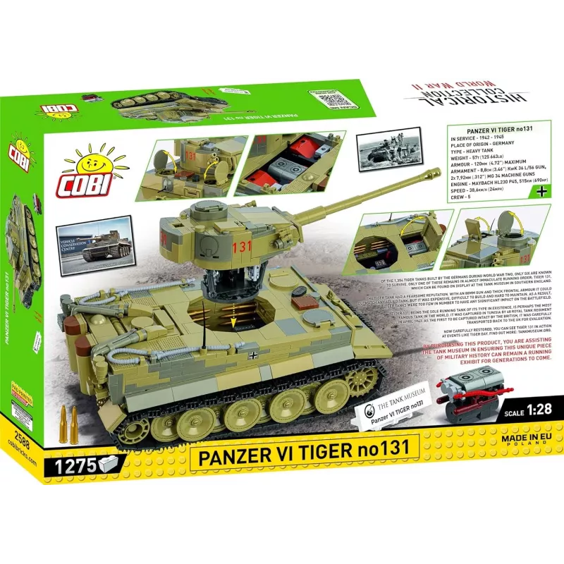 Conjunto de construção COBI Panzer VI Tiger no131 1275 peças
