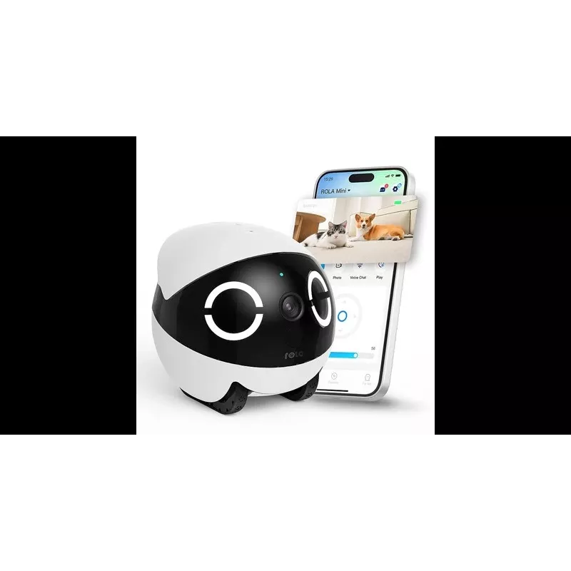 Enabot ROLA Mini robô companheiro para animais de estimação, laser, 5000 mAh, branco/preto