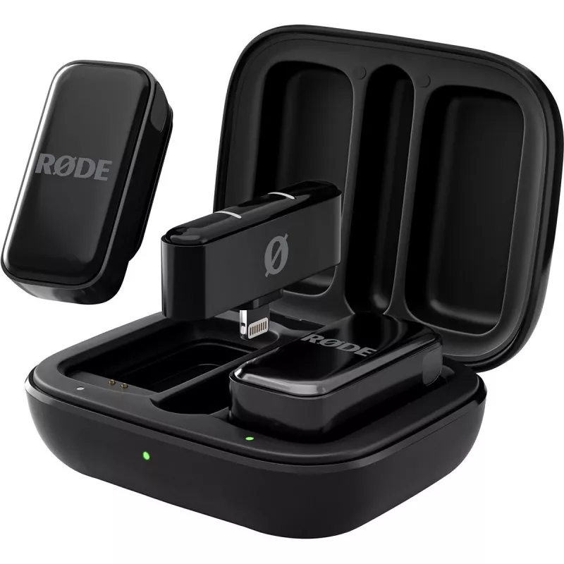 Sistema de microfone sem fios Rode Wireless Micro Lightning — omnidirecional, 48 kHz, 24 bits, alcance de 100 m, bateria de 7 h