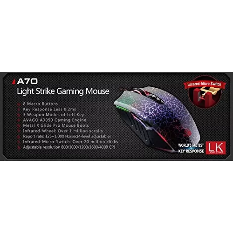 Rato A4Tech Bloody Blazing A70 (Activated) USB Type-A ótico 6200 DPI A4TMYS47285