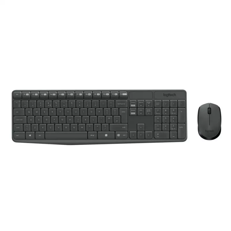 Logitech MK235 conjunto de teclado e rato sem fios durável em cinzento