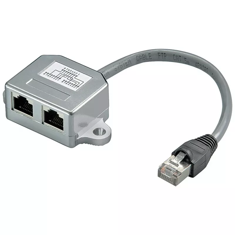 Wentronic Goobay Divisor de cabo (Network Doubler), adaptador em Y CAT - Cablagem 2 x CAT 5 Ethernet, blindado (68908)
