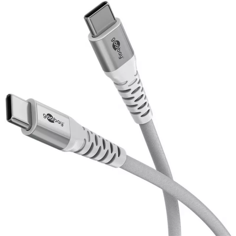 Goobay cabo USB-C (macho-macho) 2m cabo de ligação com revestimento têxtil branco cabo USB USB 2.0 USB C (70194)
