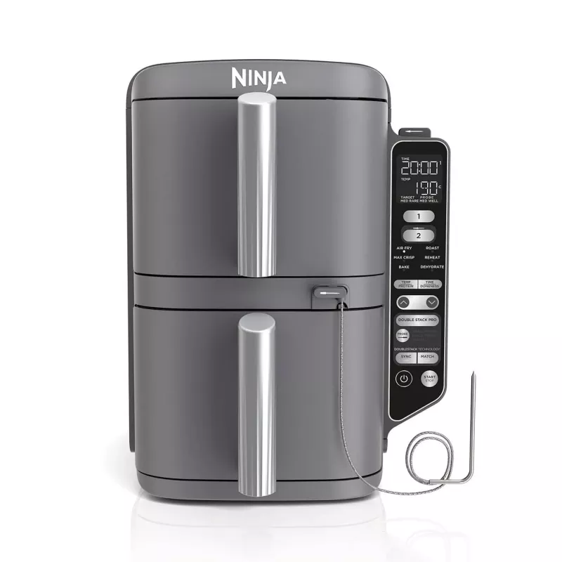 Ninja Double Stack XL Fritadeira a ar quente 2 compartimentos com sonda de temperatura SmartCook 9,5 L SL451EU