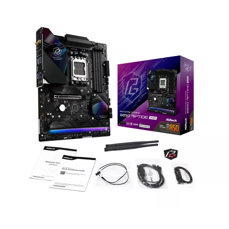 Motherboard ASRock Phantom Gaming B850 Riptide WiFi — AMD B850, socket AM5, ATX, DDR5, 4x M.2, Wi-Fi 7, LAN 2.5Gb