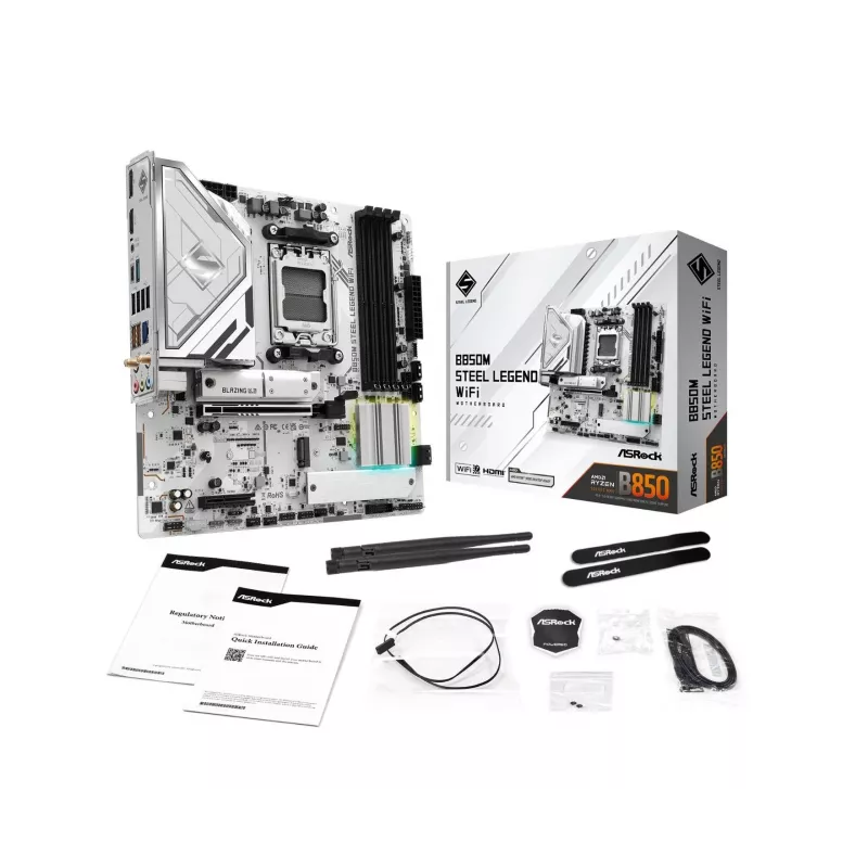 Motherboard ASRock B850M Steel Legend WiFi — AMD B850, socket AM5, microATX, DDR5, 4 DIMM, Wi-Fi 7, LAN 2.5Gb