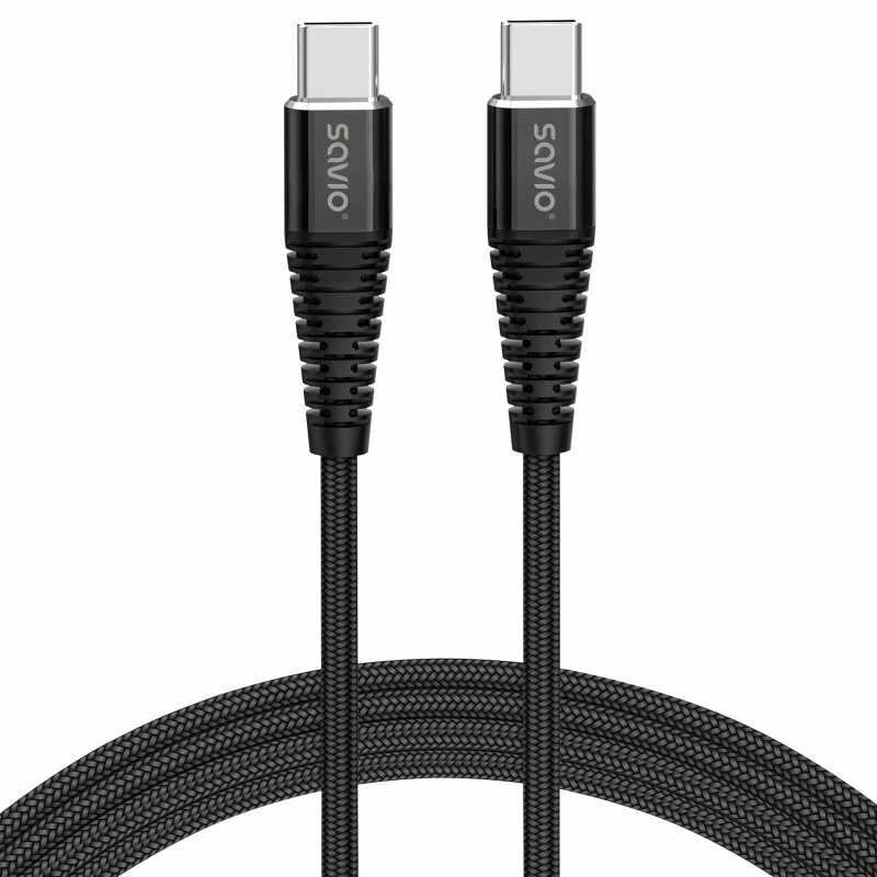 Cabo USB Savio CL-160 2 m USB 2.0 USB C - USB C preto