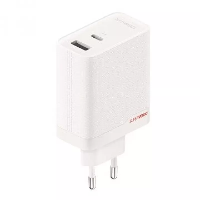Fonte de alimentação ONEPLUS SUPERVOOC 120W carregador com cabo dual-port, 120 W de potência total, 1x USB-C + 1x USB-A, 100–240 V, 145 g, branco