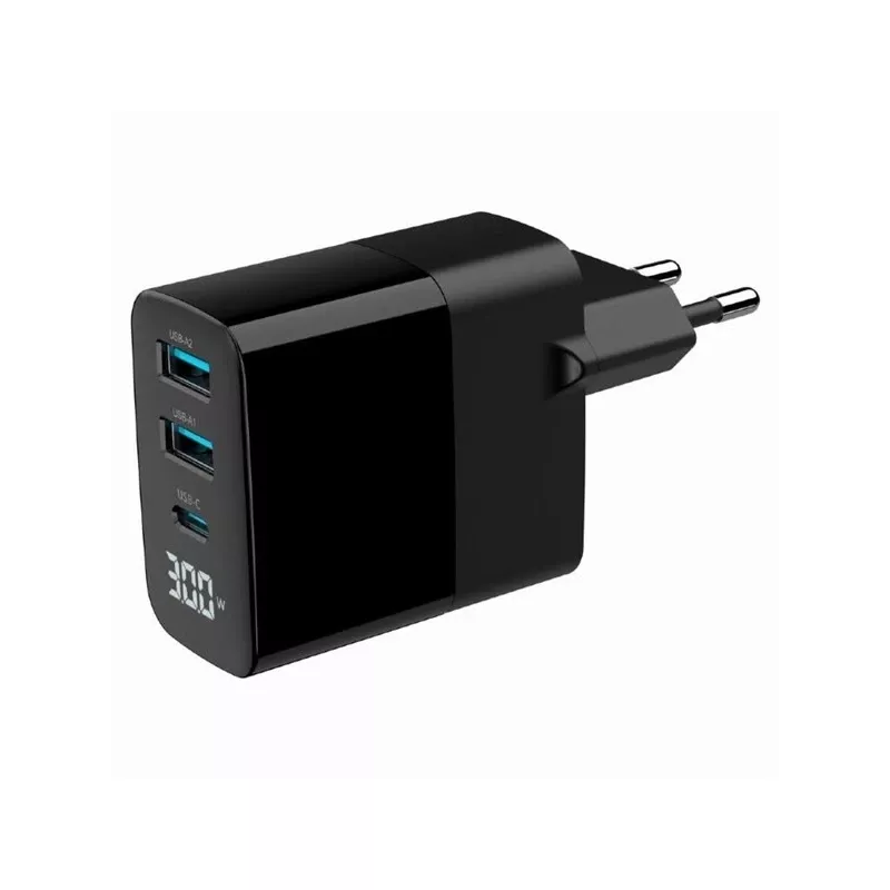 Carregador Gembird TA-UC-PDQC30LCD-BK-02 para dispositivos móveis universal preto AC carregamento rápido interior