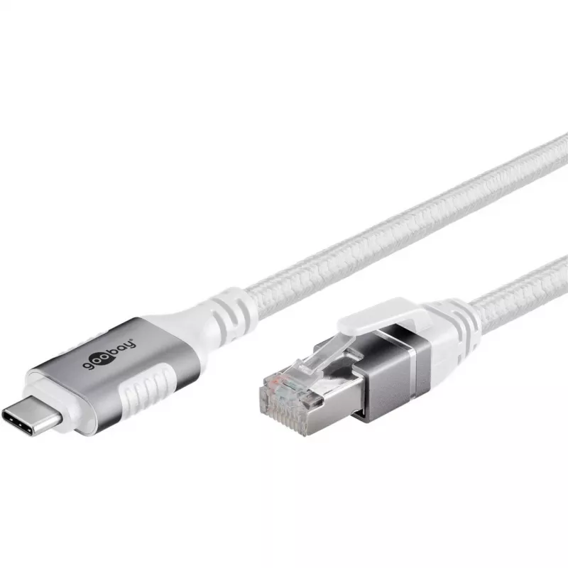 Cabo de rede Goobay 74180 USB C RJ-45 Cat6 10 m branco