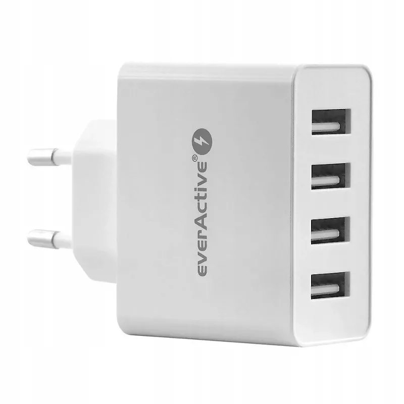 everActive carregador de telefone SC400 com 4x portas USB, saída total 5A, branco