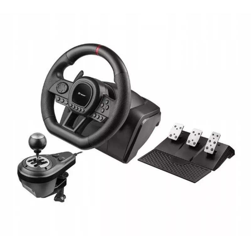 Volante Tracer SimRacer Manual Gearbox 6in1 com pedais e alavanca de velocidades, PC/PS4/PS3/Xbox One/Xbox 360/Switch