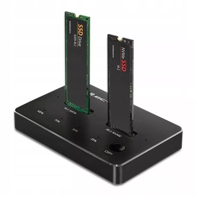 Qoltec 52274 Dock para SSD M.2 | NVMe | SATA | USB-C | DUAL 2 x 2TB