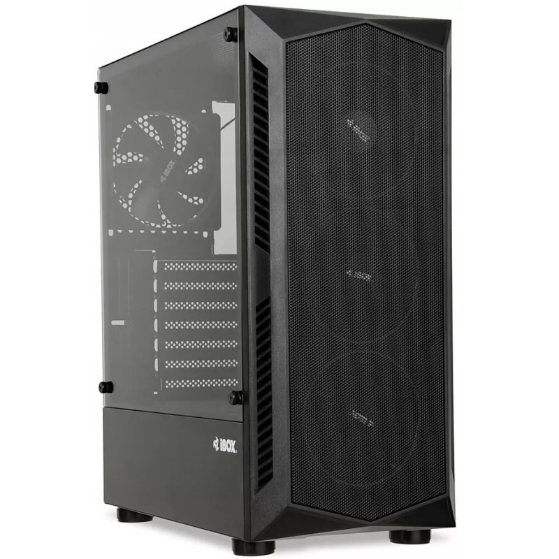 Caixa de PC IBOX LUPUS 27 Midi Tower ATX, vidro temperado, RGB, 455×200×380 mm, suporta ATX, GPU até 32 cm