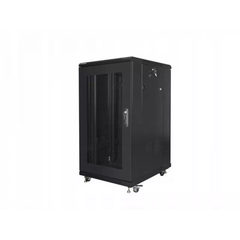 Armário rack autónomo LANBERG FF01-6822-23B 22U, calhas de 19 polegadas, 1159×600×800 mm, IP20, rodas, fechadura com chave, preto