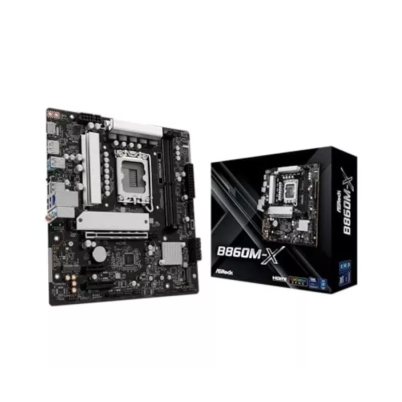 ASRock B860M-X placa-mãe, Intel B860, LGA 1851, micro ATX, DDR5