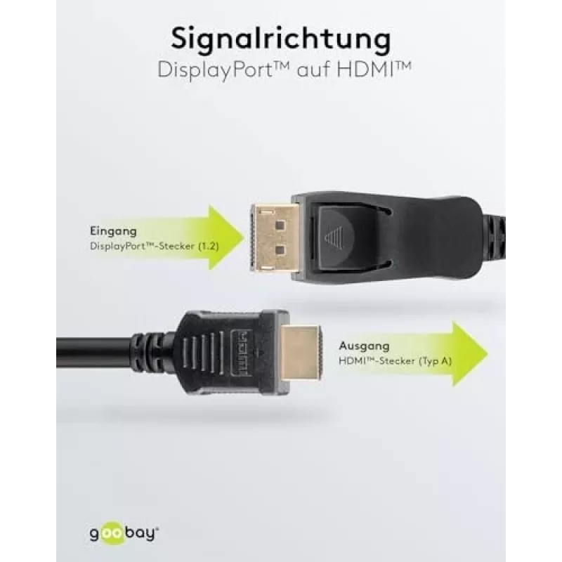 Cabo Adaptador DisplayPort 1.2 para HDMI 1.4 4K @ 30Hz / Cabo HDMI Ultra High Speed / Ficha Dourada para Transmissão de Sinal Perfeita / Portátil