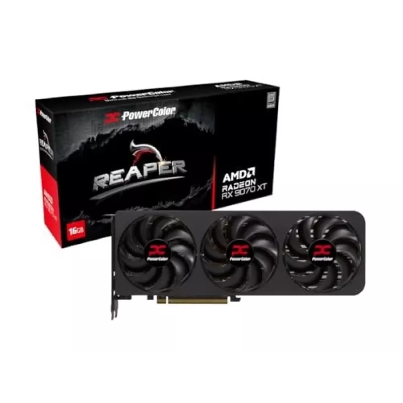 Placa gráfica PowerColor Radeon RX 9070 XT 16 GB GDDR6, PCIe x16 5.0, 256 bits, 289 mm, 3 ventoinhas