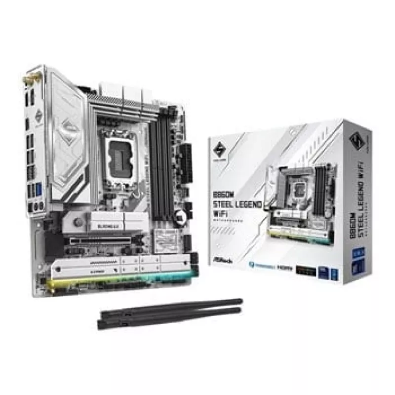Placa-mãe ASRock B860M Steel Legend WiFi — Intel B860, LGA 1851, micro‑ATX, DDR5, 4 DIMM, Wi‑Fi 6E, 2.5GbE