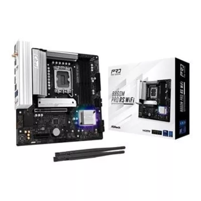 Placa-mãe ASRock B860M Pro RS WiFi — Intel B860, LGA 1851, micro ATX, DDR5, 4 DIMM, 3x M.2, 2.5Gb LAN, Wi‑Fi, Bluetooth