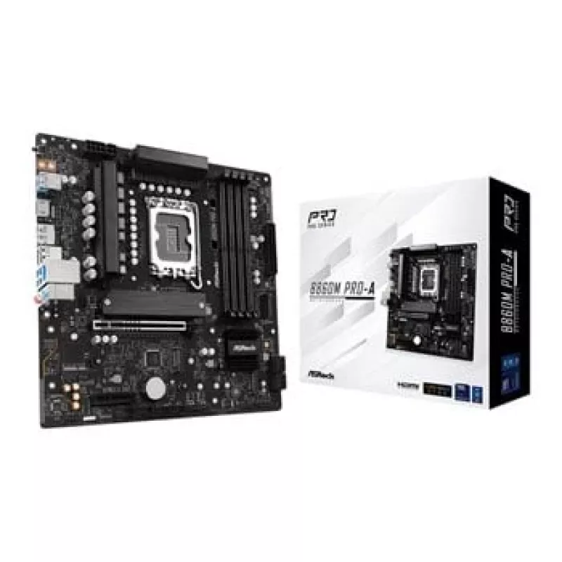 Placa-mãe ASRock B860M Pro-A micro ATX — Intel B860, LGA 1851, DDR5, 4 DIMM, até 256 GB, 2.5Gb Ethernet