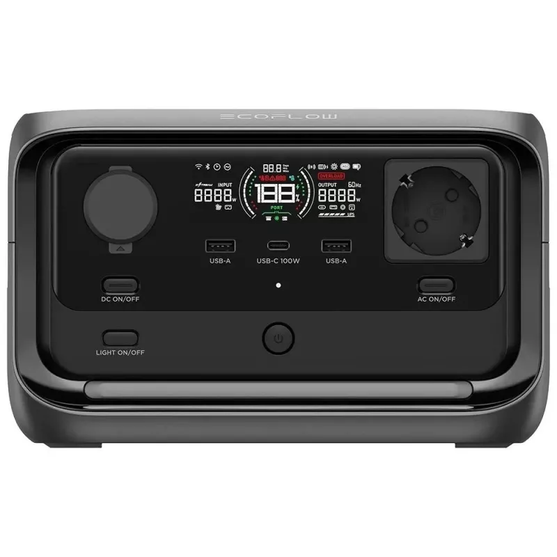 Estação de energia portátil EcoFlow River 3 Plus — LiFePO4 286Wh, saídas AC e USB, carregamento solar/isqueiro