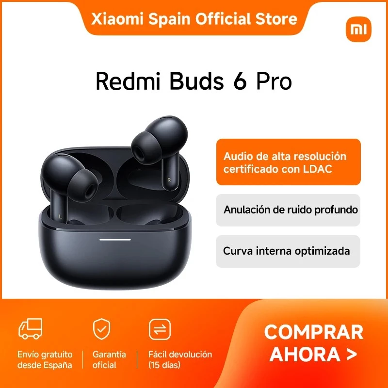 Auscultadores Xiaomi Buds 6 Pro intra-auriculares sem fios, Bluetooth 5.3, ANC, 36 h de reprodução total, estojo de carregamento 480 mAh, Glacier branco