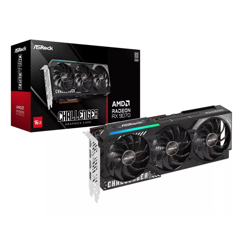 Placa gráfica ASRock Challenger Radeon RX 9070 — 16 GB GDDR6, 256 bits, PCIe 5.0, 3x DisplayPort 2.1a + HDMI 2.1b