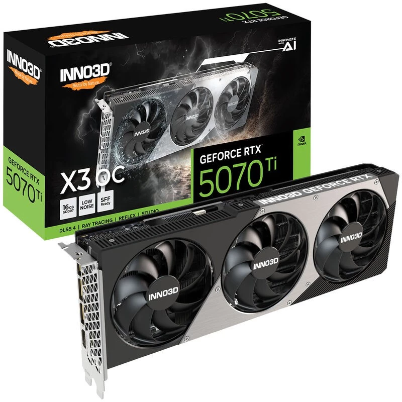 Placa gráfica Inno3D GeForce RTX 5070 Ti — 16 GB GDDR7, PCIe 5.0, 256-Bit, 3x DisplayPort 2.1b + HDMI 2.1b
