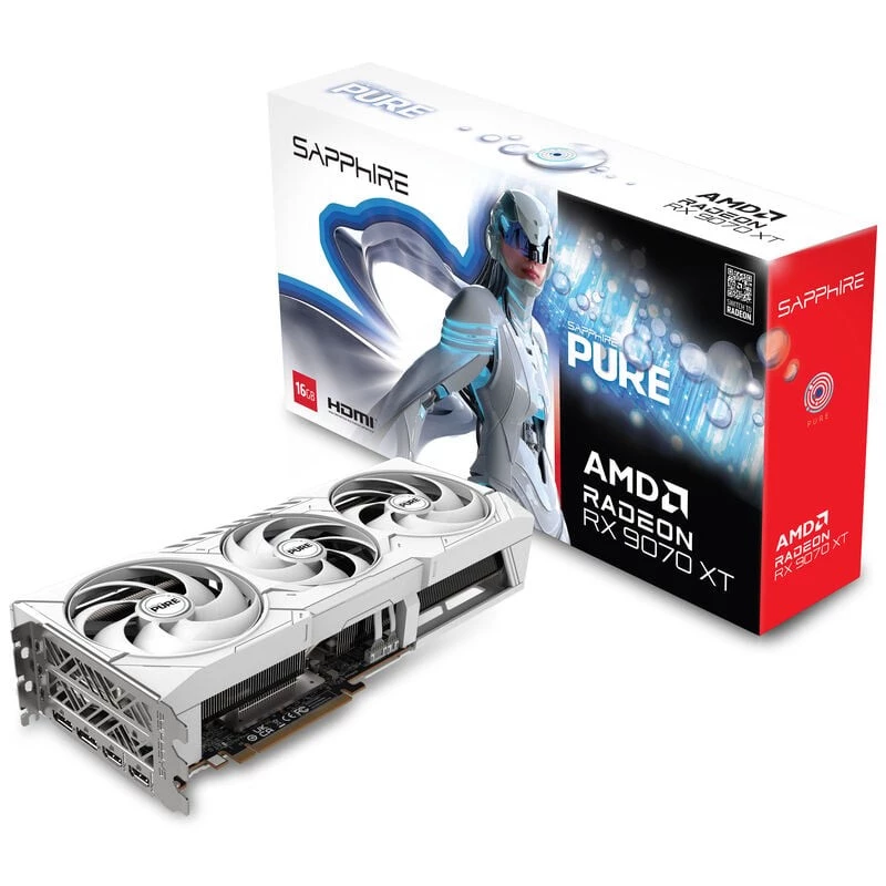 Placa gráfica Sapphire Radeon RX 9070 XT — 16 GB GDDR6, PCIe 5.0, 256 bits, 320 mm, 3 slots, branco