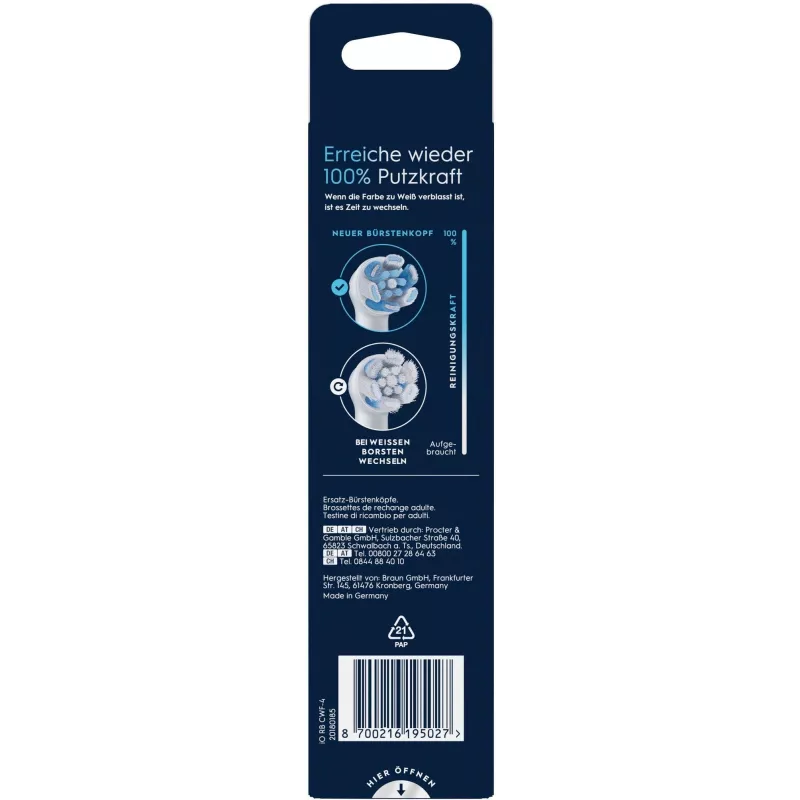 Oral-B 195027 cabeça de escova de dentes 4 unid. branco