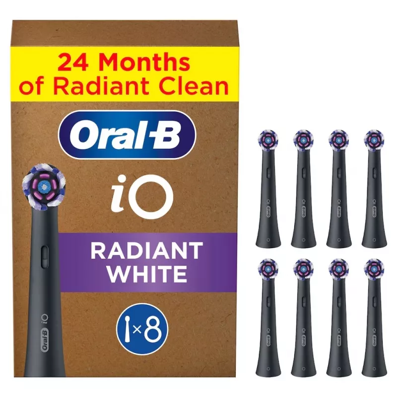 Cabeças de escova originais Oral-B IO Series Radiant branco preto para branqueamento dentário 8