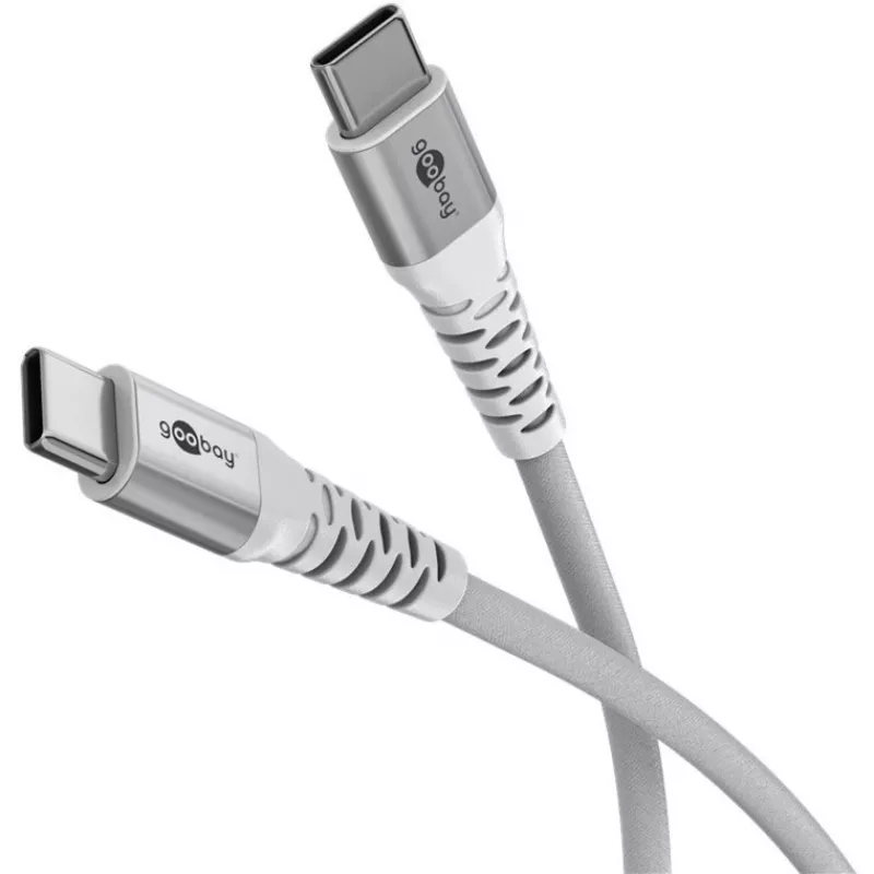 Cabo USB 2.0 entrançado super macio, ficha USB-C > ficha USB-C (branco, 1 metro)