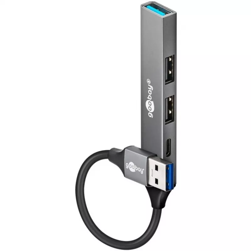 Hub USB Goobay Slim 4 portas, USB-A para USB-C™/USB-A, USB 3.2 (74458)