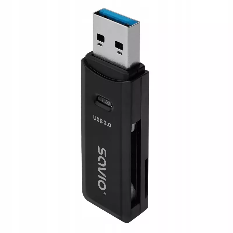 Leitor de cartões SAVIO AK-64 USB 3.2 Gen 1 saída tipo A, ranhura MicroSD, 5000 Mbit/s, preto