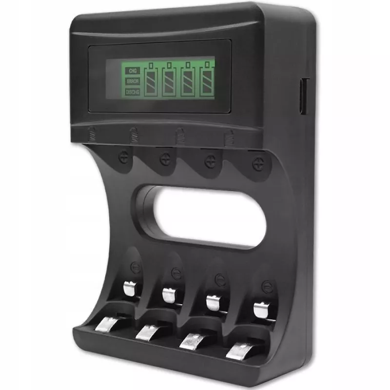 Carregador de pilhas QOLTEC 50654 para pilhas Ni‑MH R03 (AAA) e R6 (AA), 1800 mA