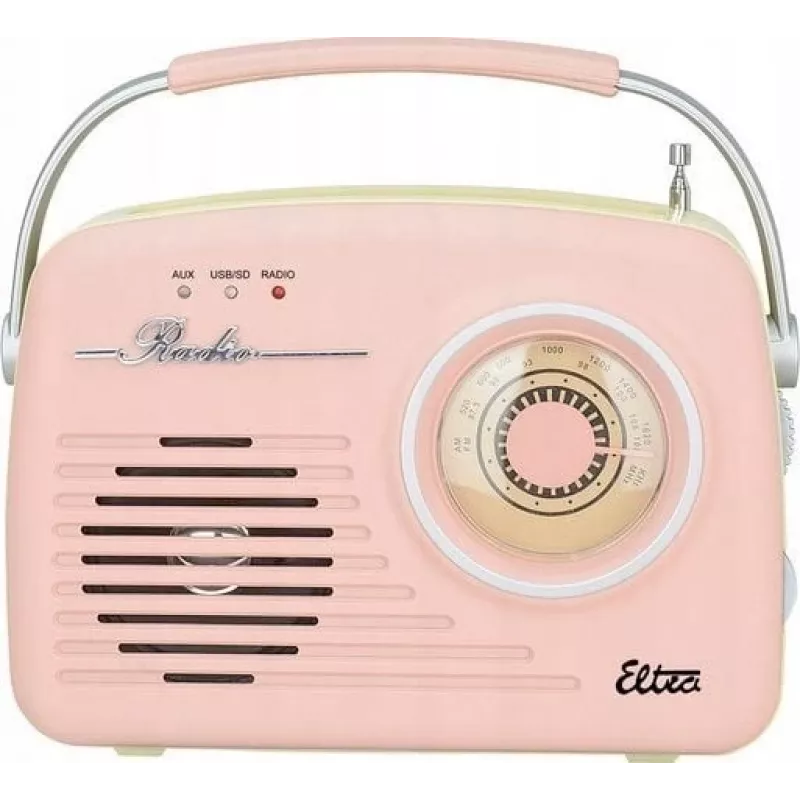 Rádio de mesa retro Eltra LUIZA RETRO SP-11 com MP3, USB e suporte para cartões SD, rosa