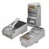 Ficha RJ45 modular QOLTEC 54554 CAT5e FTP, 100 unidades, prateado, plástico, 11×22×18 mm