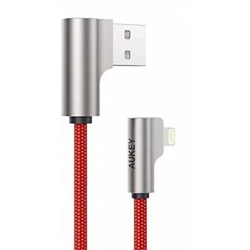 Cabo USB para Lightning Aukey CB-AL01 vermelho – revestimento de nylon, ficha Lightning para dispositivos Apple