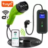 Carregador móvel para carro elétrico Qoltec ajustável 2em1 Type2 | 3,5kW | 230V | Wi-Fi | LCD | portátil | wallbox | 5m