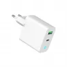 Carregador de rede 220V GEMBIRD, universal, 1x USB Type-C PD 20 W, 1x USB-A 3.0 QC 18 W, indicador LED, branco