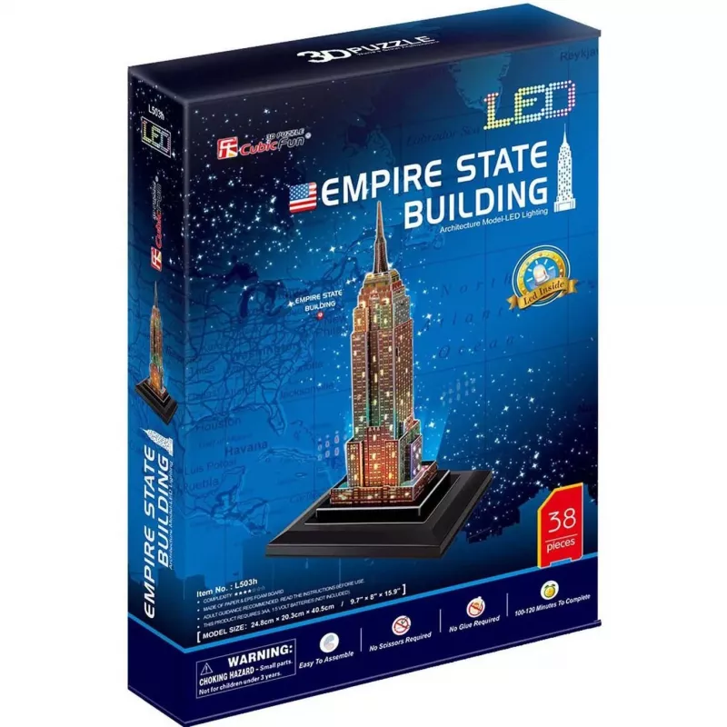 Empire State Building - puzzle 3D luminoso com 37 peças