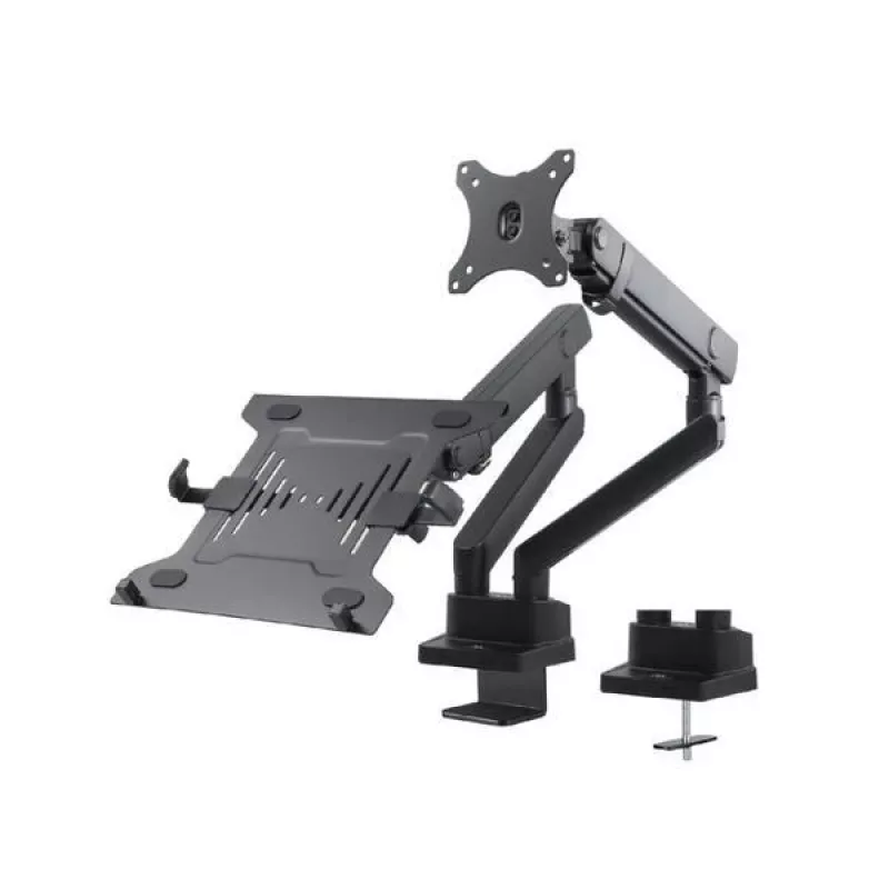 Suporte de mesa duplo para monitor e portátil MACLEAN MC-813 para ecrãs 17–32 polegadas, VESA 75x75/100x100