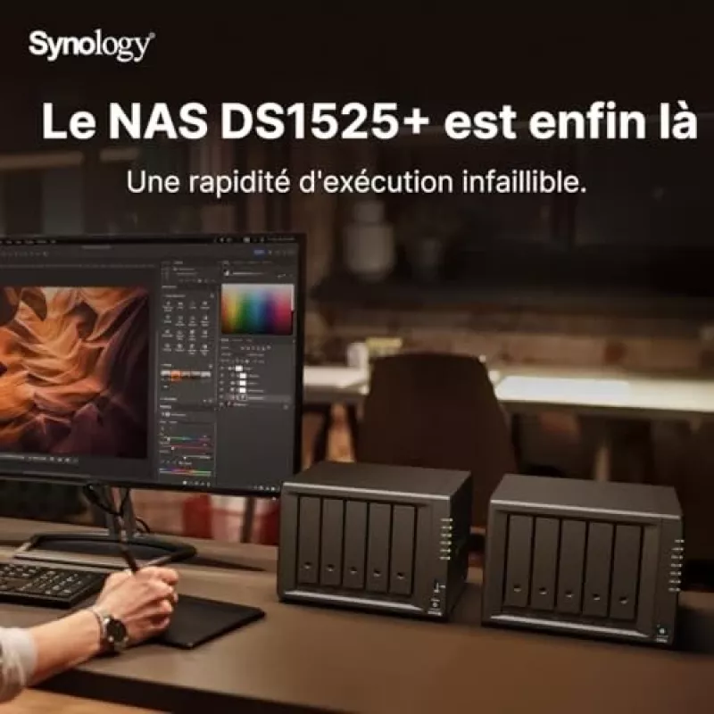 Synology DiskStation DS1525+ NAS/Servidor de armazenamento Ryzen Embedded V1500B 8 GB DDR4 0 TB preto