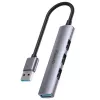 Unitek H1208A hub USB-A, 4 portas (1x USB-A 5 Gbps, 3x USB-A 2.0), alumínio, prateado